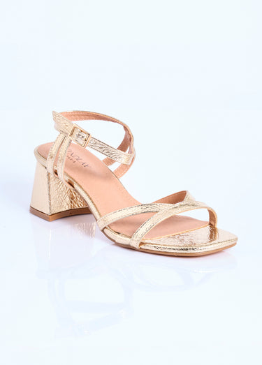 Sandales vernies à talon motif reptile Dore