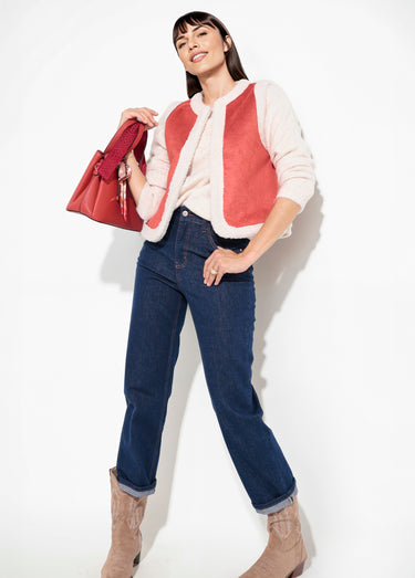 Gilet sans manches style mouton retourné Brique