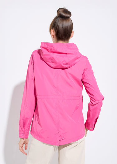 Coupe-vent capuche et taille resserrée Fuchsia