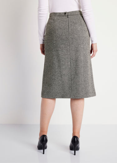 Jupe chevrons ou chiné longueur 70 cm avec laine Chevrons Gris
