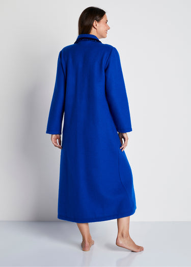 Peignoir robe de chambre long molleton Courtelle® Bleu