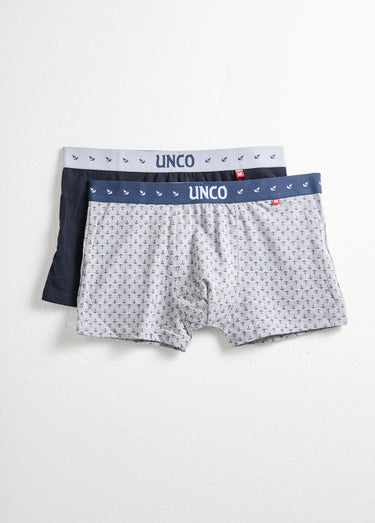 Boxers uni et fantaisie thème marin Imprime Gris