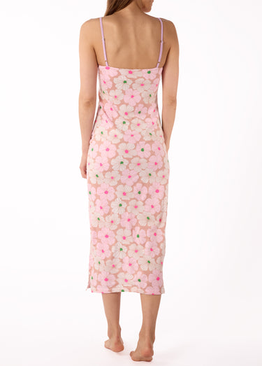 Chemise de nuit longue fines bretelles Imprime