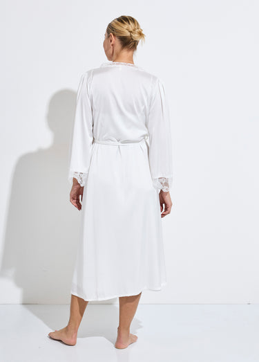 Nuisette longue en satin + déshabillé Blanc