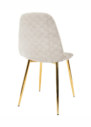 Set 4 Chaises velours, pieds métal dorés Taupe Dore