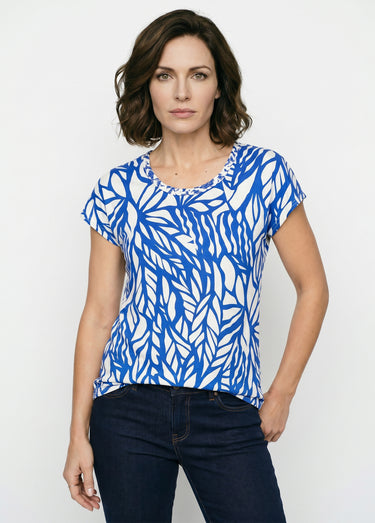 T-shirt court motif graphique Bleu / Blanc