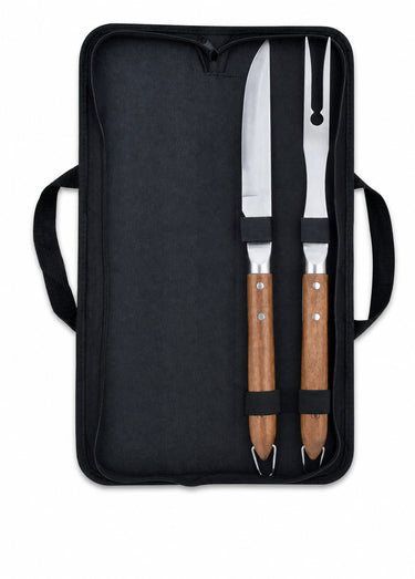 Set 2 Ustensiles barbecue acier/bois SEVE 1 Gris / Marron