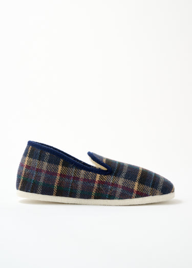 Chaussons mixtes largeur confort semelle feutre Ecossais Marine