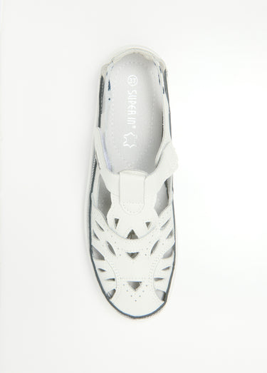 Sandales confortables en cuir avec bride Blanc/Marine