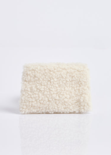 Pochette porte monnaie, fourrure sherpa Ecru
