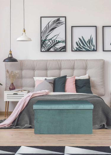 Banc coffre en velours cotelé GIULIA Bleu
