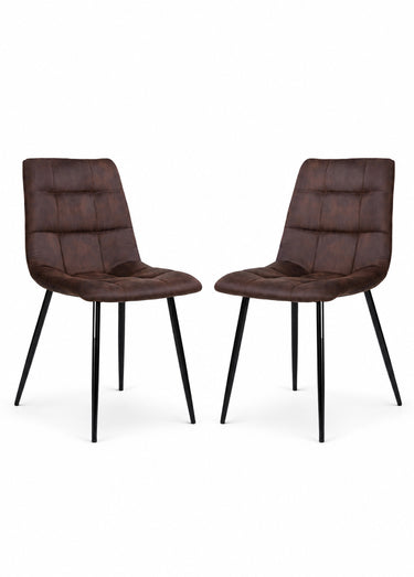 Chaises assise matelassée microfibre 2M Marron
