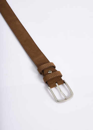 Ceinture en suédine avec boucle métal Cognac