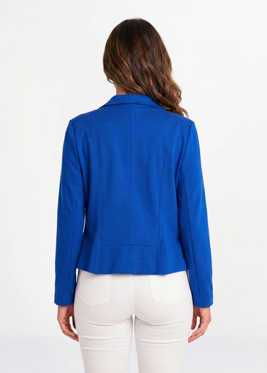 Veste courte zippée droite maille milano Bleu Dur