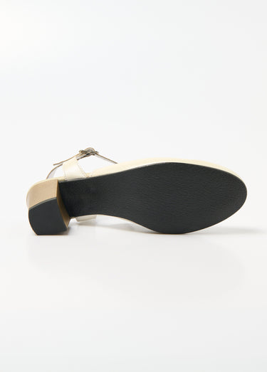 Sandales salomé cuir talon haut largeur confort Ivoire