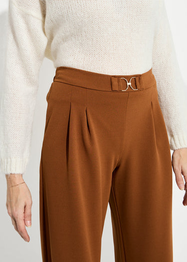 Pantalon large maille détail chic métal Tabac
