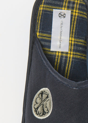 Chaussons forme mules chic avec logo Bleu