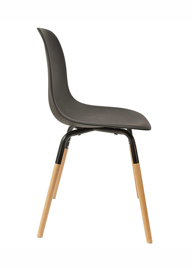 Set 4 Chaises coque claires, pieds bois Noir