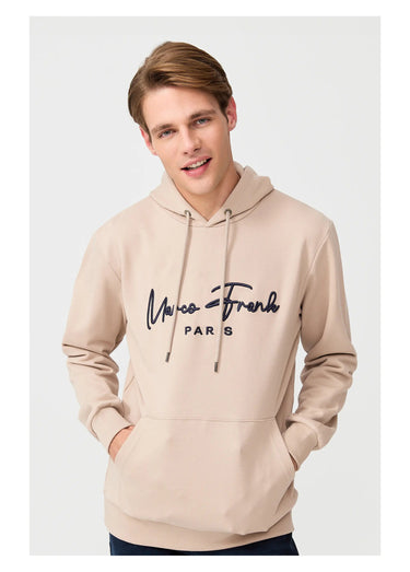 Sweat à capuche molletonné, poche kangourou Beige