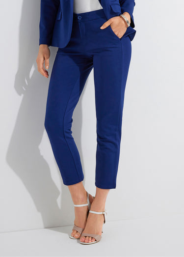Pantalon droit 7/8ème maille milano Bleu Marine