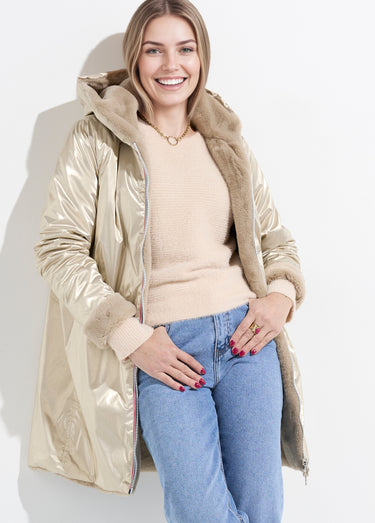 Parka réversible déperlant / fourrure 2D Dore/Beige