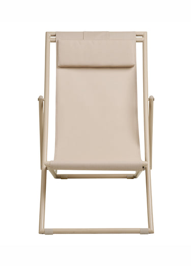 Chaise transat pliante avec repose-tête Taupe