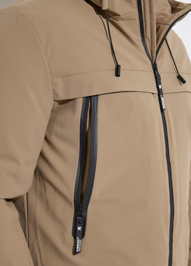 Parka chaude zippée déperlante à capuche Beige