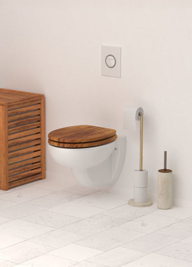 Brosse WC ronde effet pierre  travertin Beige