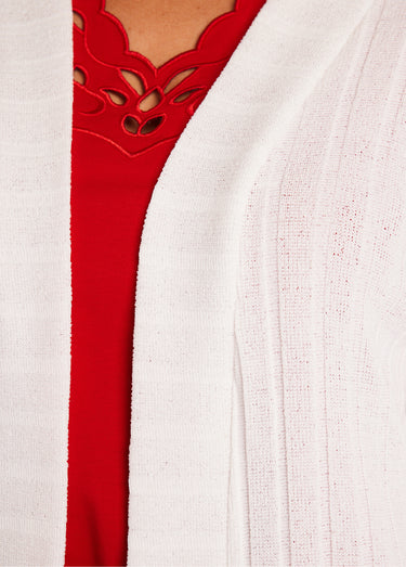 Gilet long droit Ecru