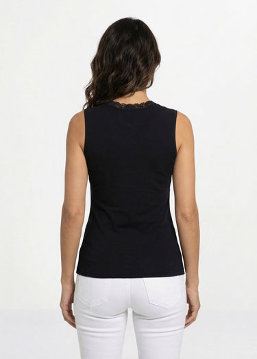 Maillot de corps sans manches dentelle Noir