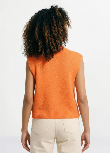 Pull sans manches en maille avec laine Orange Vif