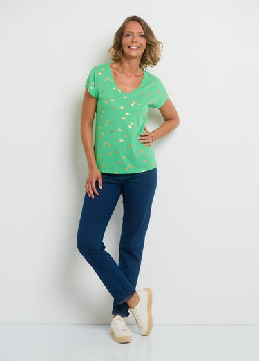 T-shirt manches courtes motif métallisé Vert