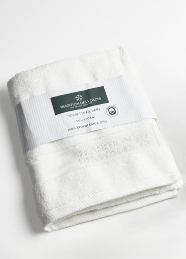 Serviette de bain en éponge pur coton Blanc