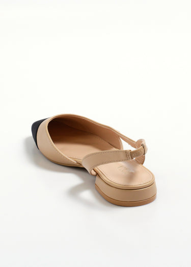 Ballerines bicolores ouvertes au talon Rose Nude