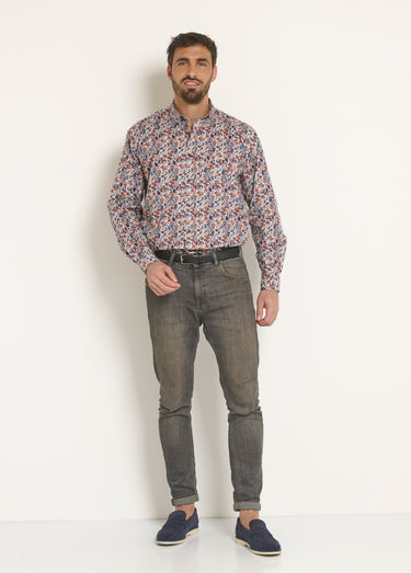 Chemise fantaisie motif cachemire Orange/Bleu
