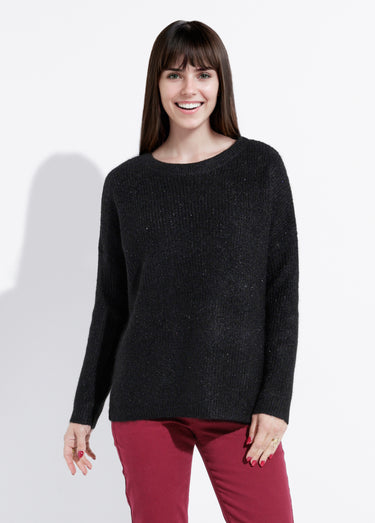 Pull maille mousseuse encolure bateau Noir