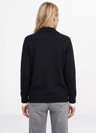 Gilet boutonné mi long col tailleur Noir