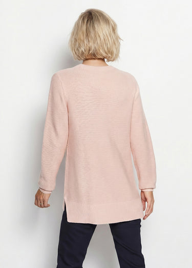 Pull-tunique jersey envers et torsades Rose
