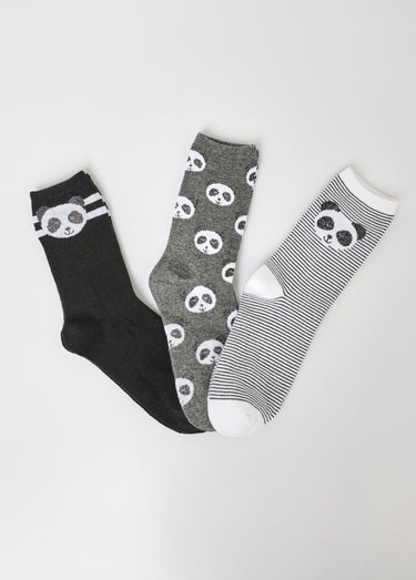 Chaussettes assorties, thème panda Gris/Noir