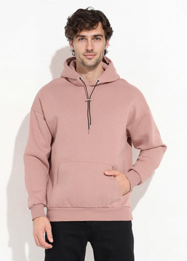 Sweat shirt à capuche et poche kangourou Vieux Rose