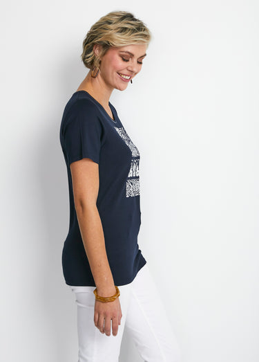 Tee-shirt manches courtes sérigraphie Marine