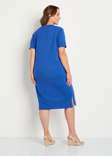 Robe de plage courte coton Bleu