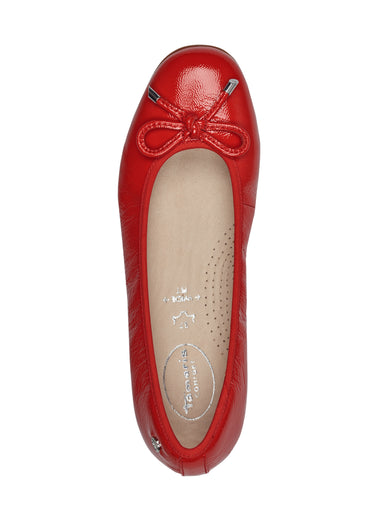 Ballerines cuir semelle plate antidérapante Rouge