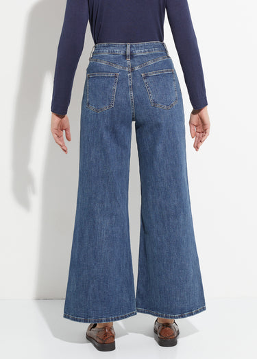 Jean coupe très large, spécial PETITE Bleu Fonce