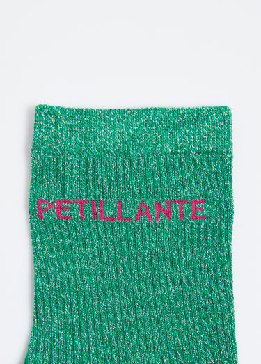 Chaussettes fil métallisé message PÉTILLANTE Vert