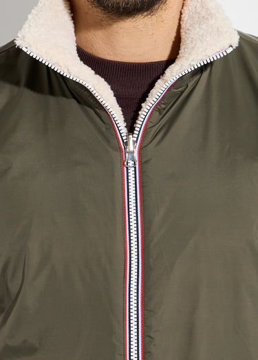 Blouson sans manches déperlant fourré Kaki/Ecru