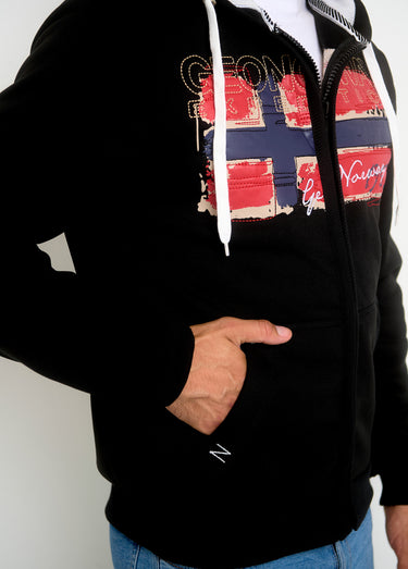 Sweat à capuche zippé poche kangourou Noir/Gris
