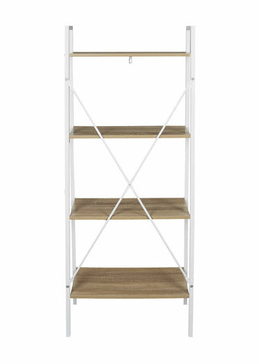 Etagère design large métal clair et bois Bois / Blanc