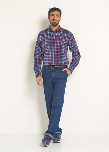 Chemise flanelle extensible à carreaux Carreaux Bleu