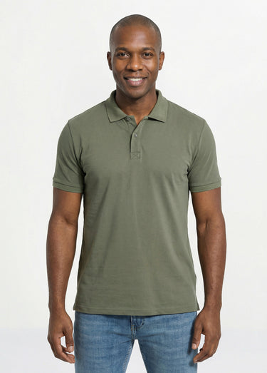 Polo homme manches courtes maille piquée Kaki